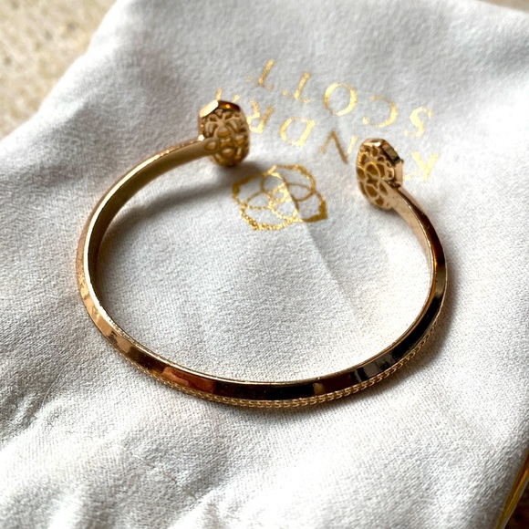 Kendra Scott Rose Gold Cuff Bracelet White Sparkle Stone - Picture 3 of 4